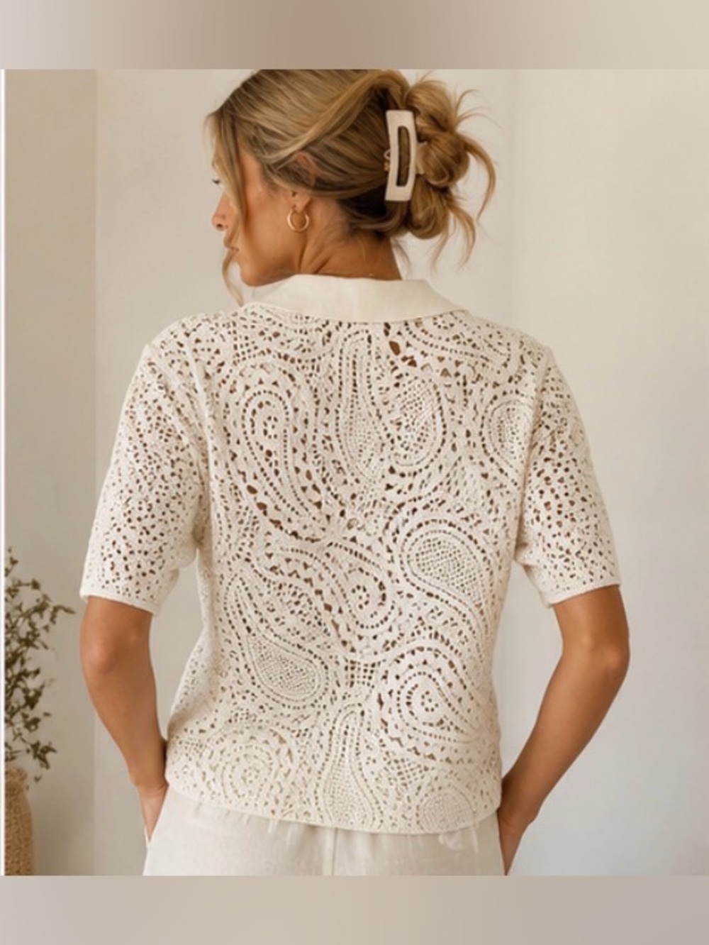 & Other Stories Crochet Paisley Polo NWT size small - Picture 2 of 7